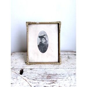 Antique Portrait Photograph w/ Vintage Gold Ornate Picture Frame Victorian Decor
